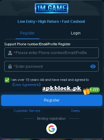 1m game register