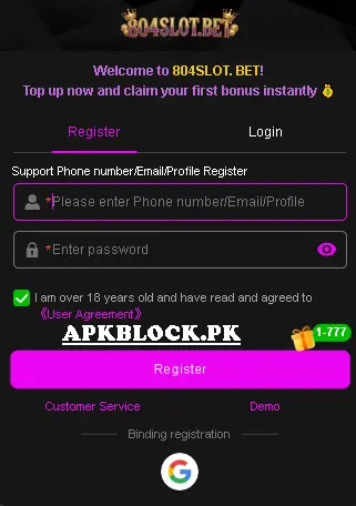 804slot game register